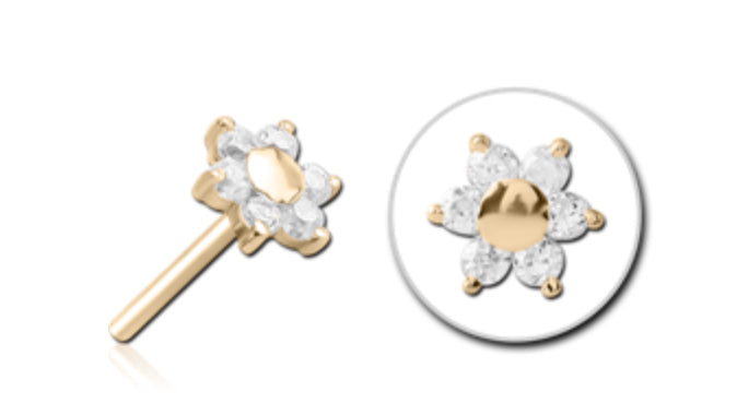 ZIRCON GOLD PVD JEWELED ATTACHMENT - FLOWER JEWELRY
