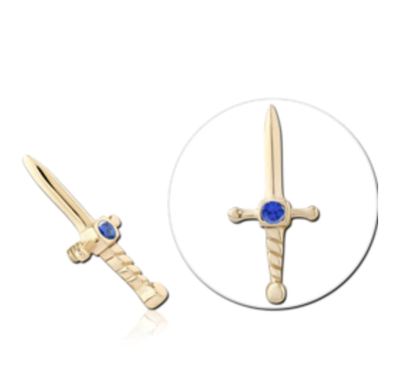 14K YELLOW GOLD DAGGER WITH DIAMOND JEWELRY