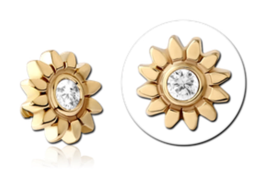 14K GOLD JEWELED SUN FLOWER FOR 1.2MM JEWELRY