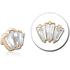 14K YELLOW 3 DIAMOND EMERALD CLUSTER JEWELRY